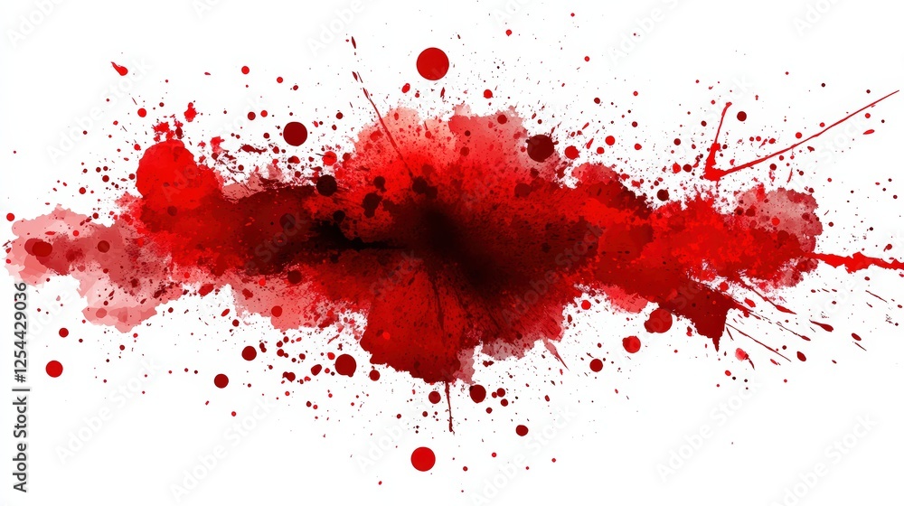 Abstract red paint splatter on a clean white background, perfect for artistic designs, graphics, and bold creative projects Abstract red paint splatter on a clean white background, perfect for artistic designs, graphics, and bold creative projects