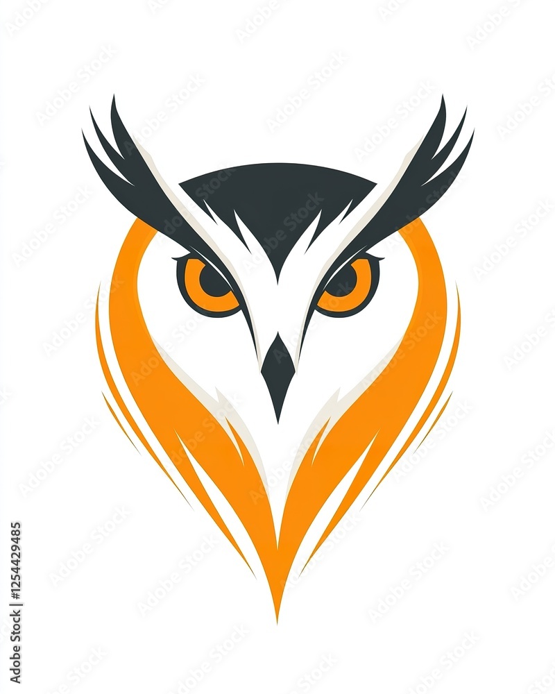 Naklejka premium Stylized Owl Head Design Orange and Grey