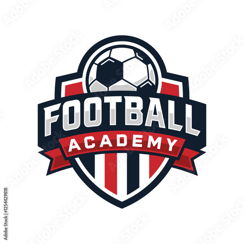Football Academy Logo Design Template. Soccer Logo or Football Club Sign. Vector Illustration.