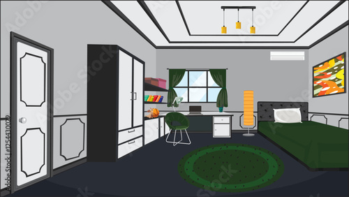 Modern bedroom interior design room vector