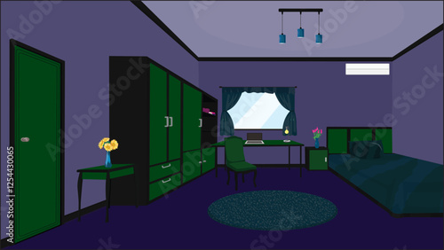 Bedroom interior design room house design vector