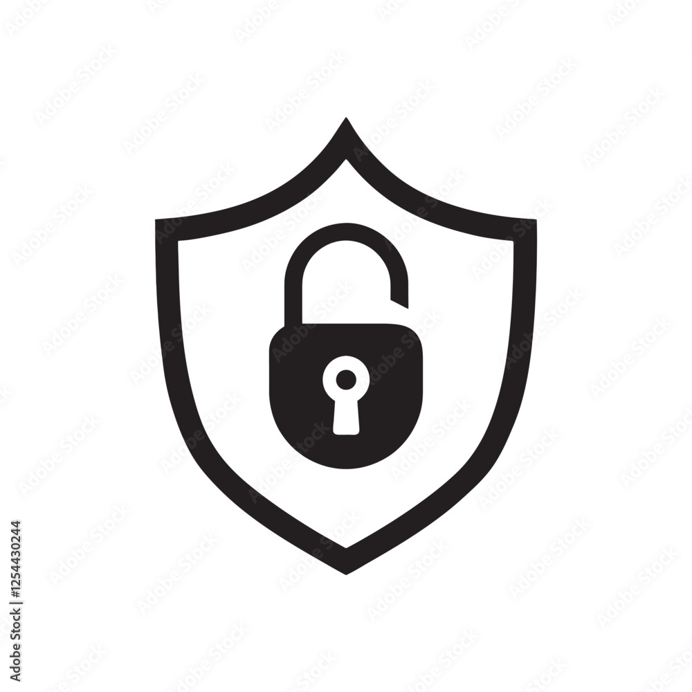 Lock icon Protection secure vector sign. Security and privacy symbol. Shield Data Security Line Icons Editable Stroke Shield Data Security icon isolated illustration. Lock icon Protection secure vector sign. Security and privacy symbol. Shield Data Security Line Icons Editable Stroke Shield Data Security icon isolated illustration.