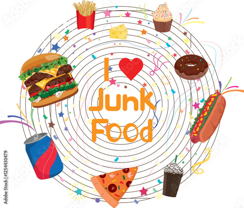 I love junk food food icon vector