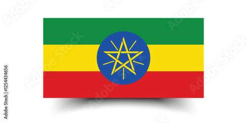 Ethiopia flag. Flag of Ethiopia. The official ratio. Flag icon. Standard color. Standard size. A rectangular flag. Computer illustration. Digital illustration. Vector illustration.