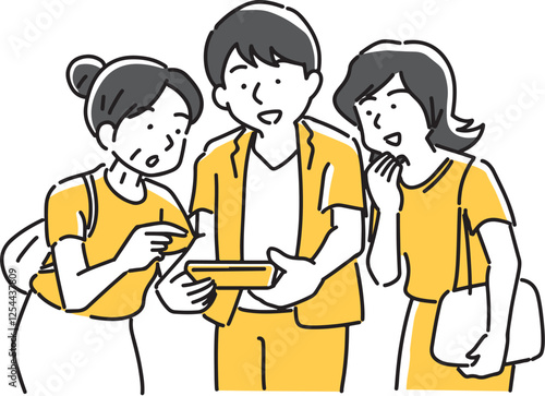 モバイルをチェックする家族