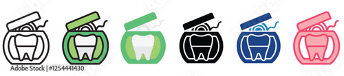 Floss multi-style color icon, mini or small illustration, use for UI, UX, app and web development, digital or print. for health, beauty, personal care, body treatment.