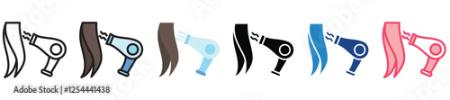 Hair Dryer multi-style color icon, mini or small illustration, use for UI, UX, app and web development, digital or print. for health, beauty, personal care, body treatment.