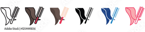 Roller Comb multi-style color icon, mini or small illustration, use for UI, UX, app and web development, digital or print. for health, beauty, personal care, body treatment.