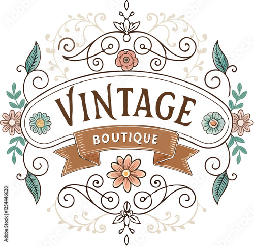 Luxury vintage boutique logo. Generative AI.