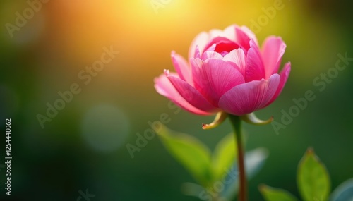 A delicate pink flower unfolding its petals in the morning light, botanical, nature