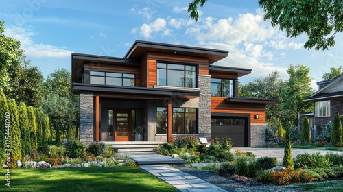 Wallpaper Mural Beautiful modern house with a well-kept front yard Torontodigital.ca