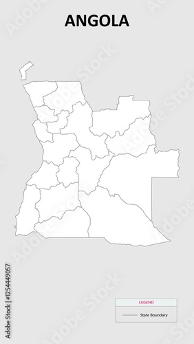 Angola Map. State map of Angola. Administrative map of Angola with states names in outline. photo