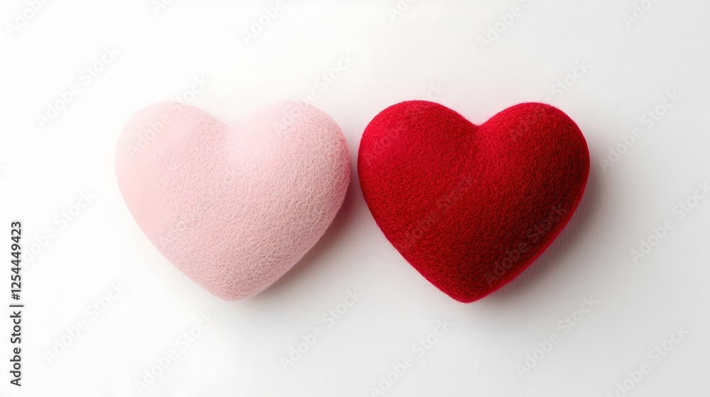 custom made wallpaper toronto digitalSoft Heart Shapes in Pink and Red on White Background