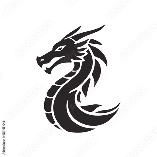Wallpaper Mural Dragon Silhouette. Dragon Crest Wings great collection set of clip art Silhouettes, dragon tattoo designs, black vector illustrations on white background. Torontodigital.ca
