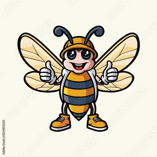 Energetic Worker Bee Mascot Illustration