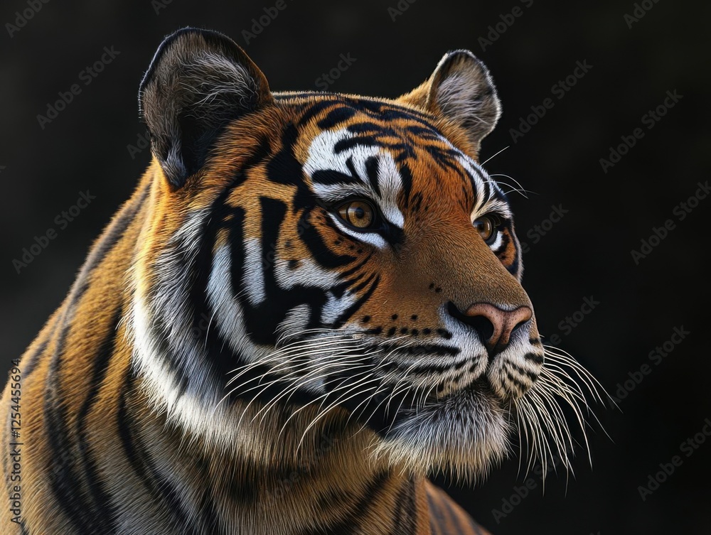 Fototapeta premium Tiger face on black background.