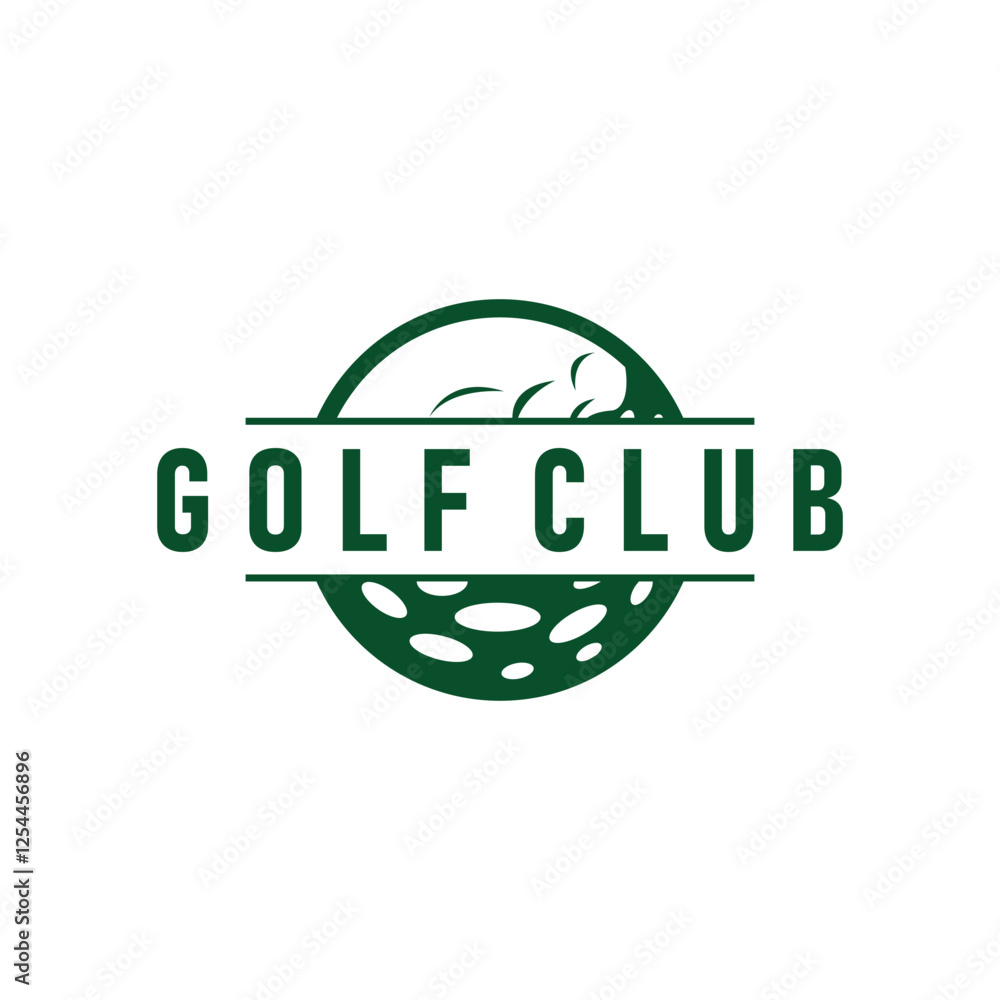 Fototapeta premium Golf club logo design and outdoor sport vector golf stick and ball template illustration