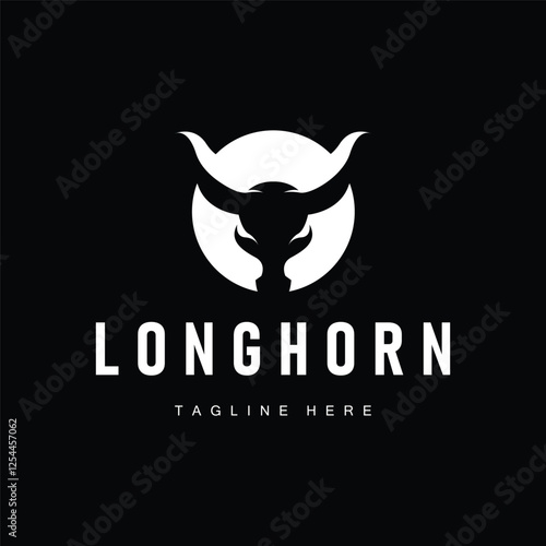 long horn logo illustration design symbol of valor horn with black silhouette icon template