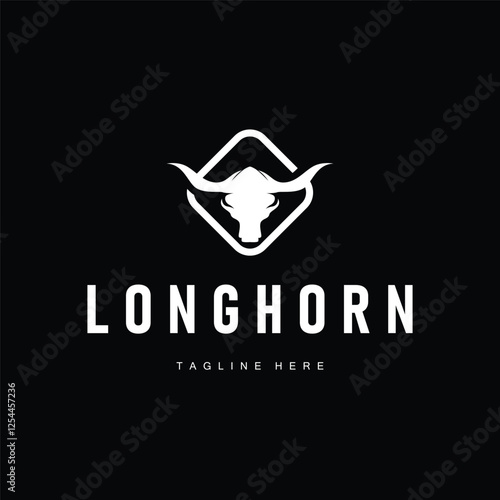 long horn logo illustration design symbol of valor horn with black silhouette icon template