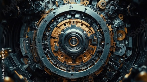 Wallpaper Mural Steampunk mechanism close-up, intricate gears, dark background, industrial design, tech concept Torontodigital.ca