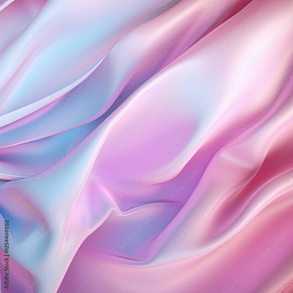 Fototapeta premium Smooth pink and blue satin fabric with soft folds and a glowing sheen. Abstract luxury texture for textile and artistic design projects.