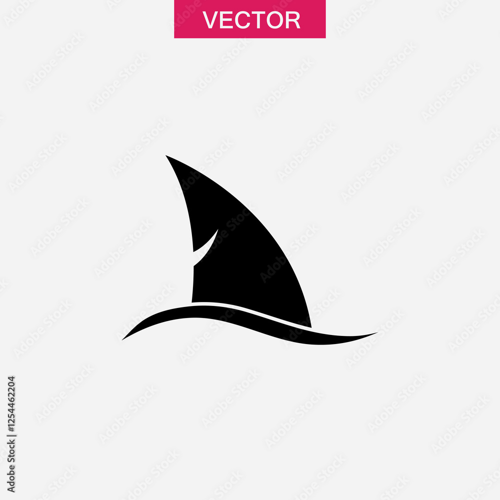 Fototapeta premium Shark fin, wave icon.vector flat black simple trendy style illustration for web and app..eps