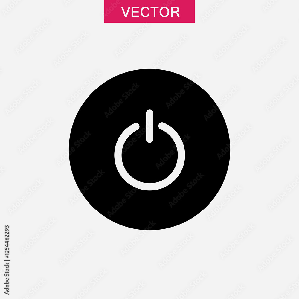 Shutdown icon, vector flat black power icon trendy style illustration for web and app..eps Shutdown icon, vector flat black power icon trendy style illustration for web and app..eps