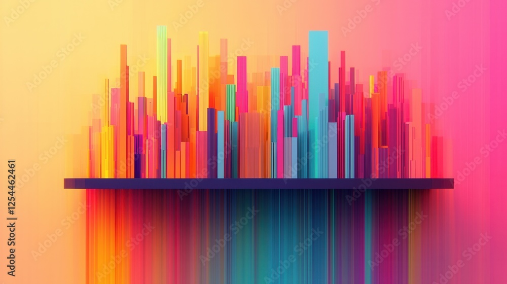 Colorful Vertical Bars on Abstract Gradient Background in Vibrant Hues Colorful Vertical Bars on Abstract Gradient Background in Vibrant Hues