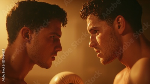 Obraz na płótnie Intense Boxing Training Session Between Two Determined Athletes