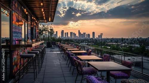 Wallpaper Mural Sunset Rooftop Bar With City Views In Los Angeles Torontodigital.ca