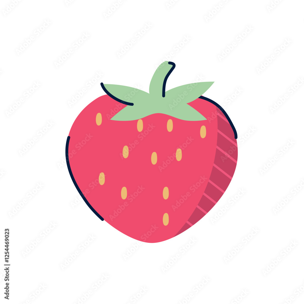 Vector Illustration of a Fresh Ripe Strawberry with Green Leaves Isolated on White Background Vector Illustration of a Fresh Ripe Strawberry with Green Leaves Isolated on White Background