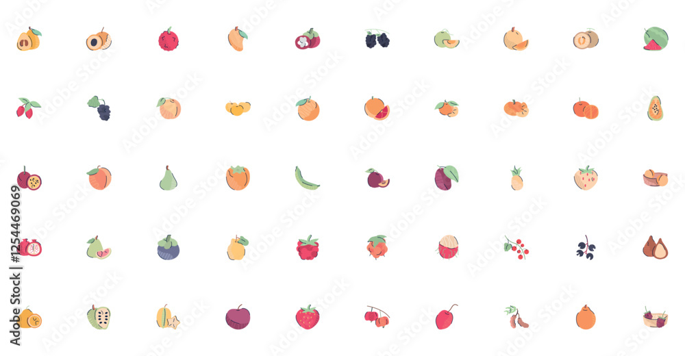 set of fruit vector icons with white background set of fruit vector icons with white background