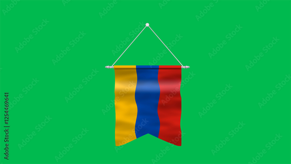 Naklejka premium High detailed flag of Armenia. National Armenia flag. Asia. 3D illustration. Green Background.