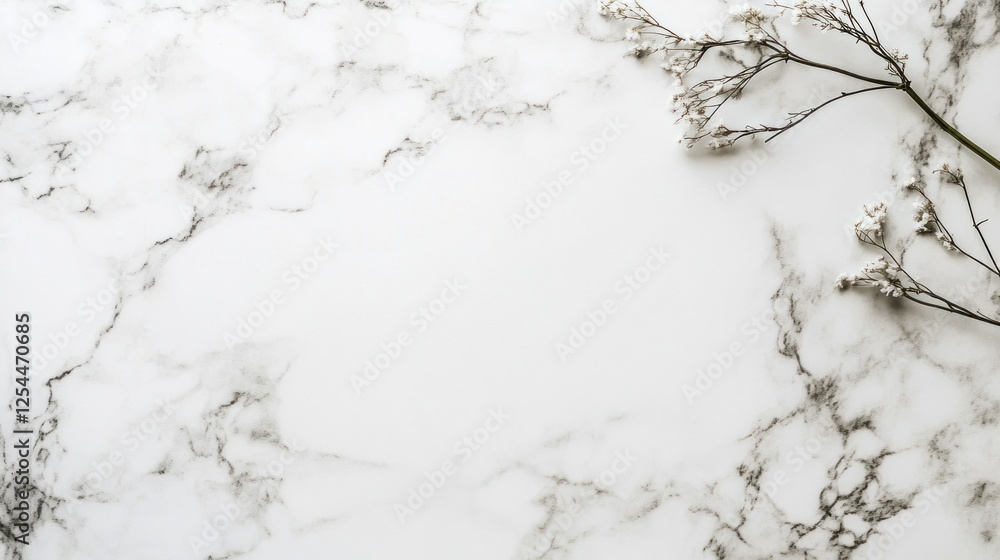 Obraz premium A white marble countertop with a few flowers on it