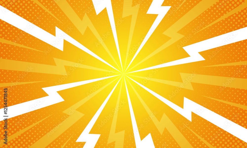 Fototapeta premium Comic style vibrant yellow sunburst background.