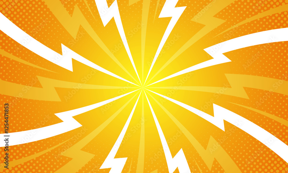 Fototapeta premium Comic style vibrant yellow sunburst background.