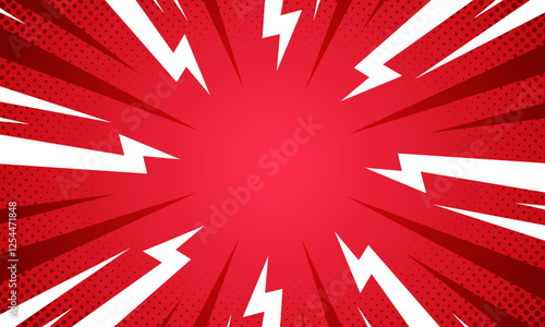 Comic style vibrant red sunburst background.
