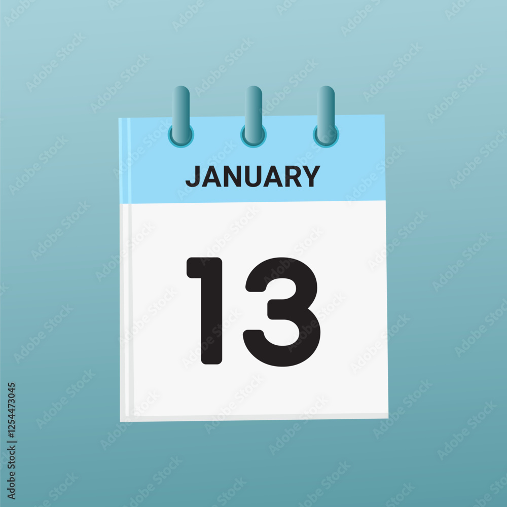 13th February daily calendar icon template. February 13 day calendar design. Single day calendar in vector illustration flat style. 13th February daily calendar icon template. February 13 day calendar design. Single day calendar in vector illustration flat style.