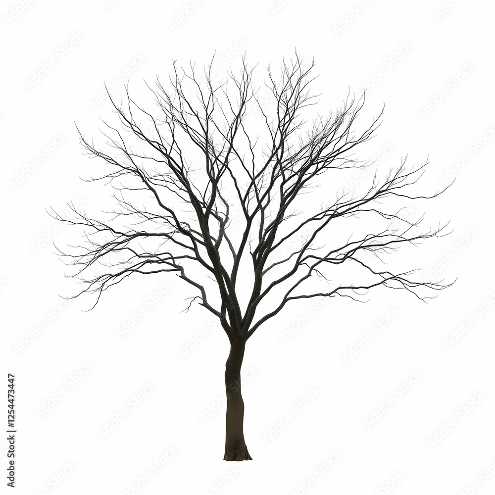 Obraz premium A Leafless tree isolated on the white background
