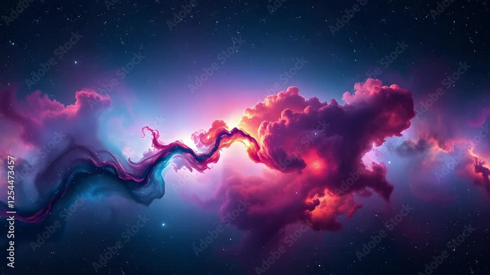 A vibrant cosmic nebula with bright pink and purple clouds set against a starry background. A vibrant cosmic nebula with bright pink and purple clouds set against a starry background.