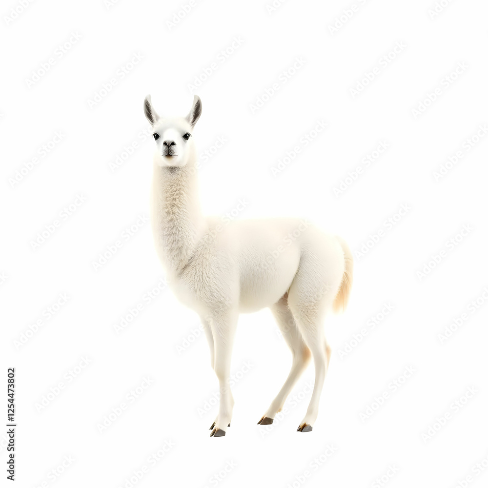 Fototapeta premium a white Llama isolated on the white background