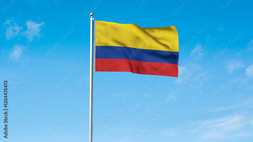 High detailed flag of Colombia. National Colombia flag. South America. 3D illustration. High detailed flag of Colombia. National Colombia flag. South America. 3D illustration.