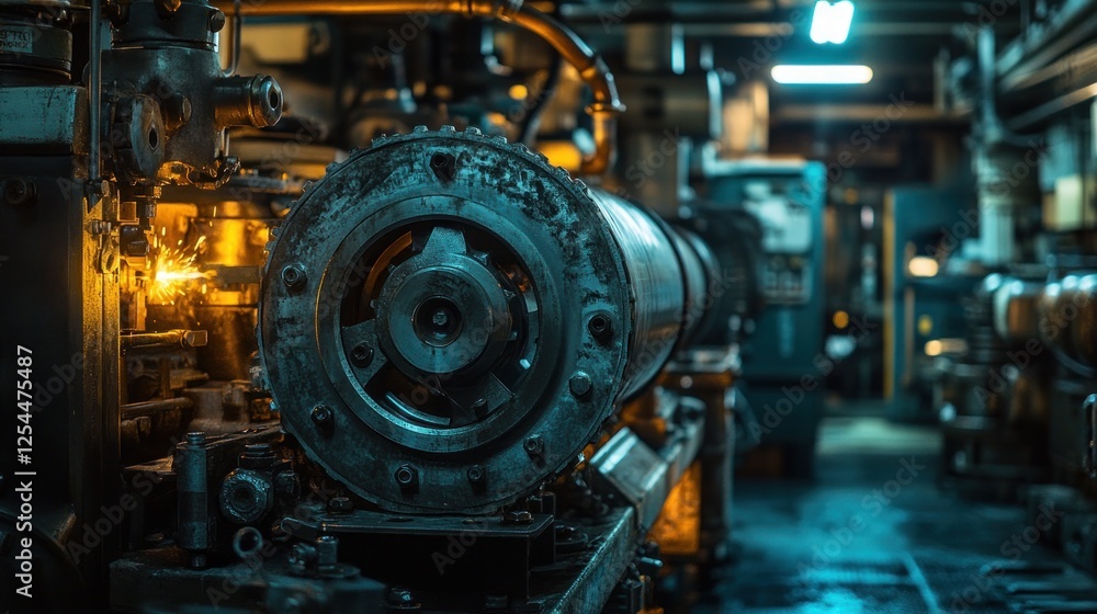 Fototapeta premium Factory Machine Sparks Industrial Process Night