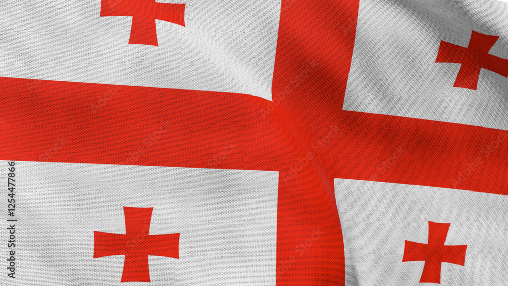 High detailed flag of Georgia. National Georgia flag. Europe. Asia. 3D illustration. High detailed flag of Georgia. National Georgia flag. Europe. Asia. 3D illustration.