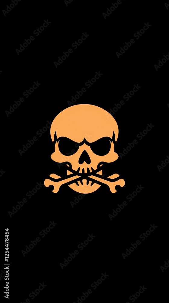 Stylized skull and crossbones illustration on a black background, symbolizing danger and caution Stylized skull and crossbones illustration on a black background, symbolizing danger and caution