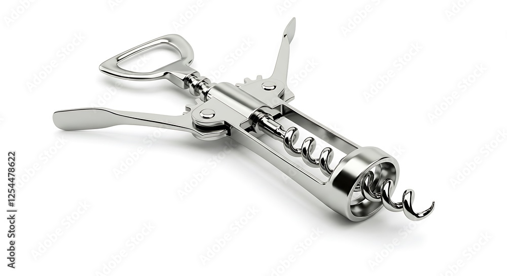 Close-up of Elegant Wing Corkscrew Opener for Wine Bottles Close-up of Elegant Wing Corkscrew Opener for Wine Bottles