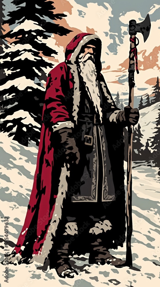Obraz premium Winter Santa with Axe