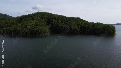 Aerial views of Advancetown Lake near the Western Boat Ramp on the Gold Coast Hinterland. photo