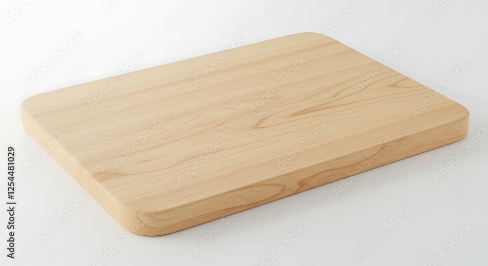 Simple Wooden Cutting Board with Rounded Edges on White Background Simple Wooden Cutting Board with Rounded Edges on White Background