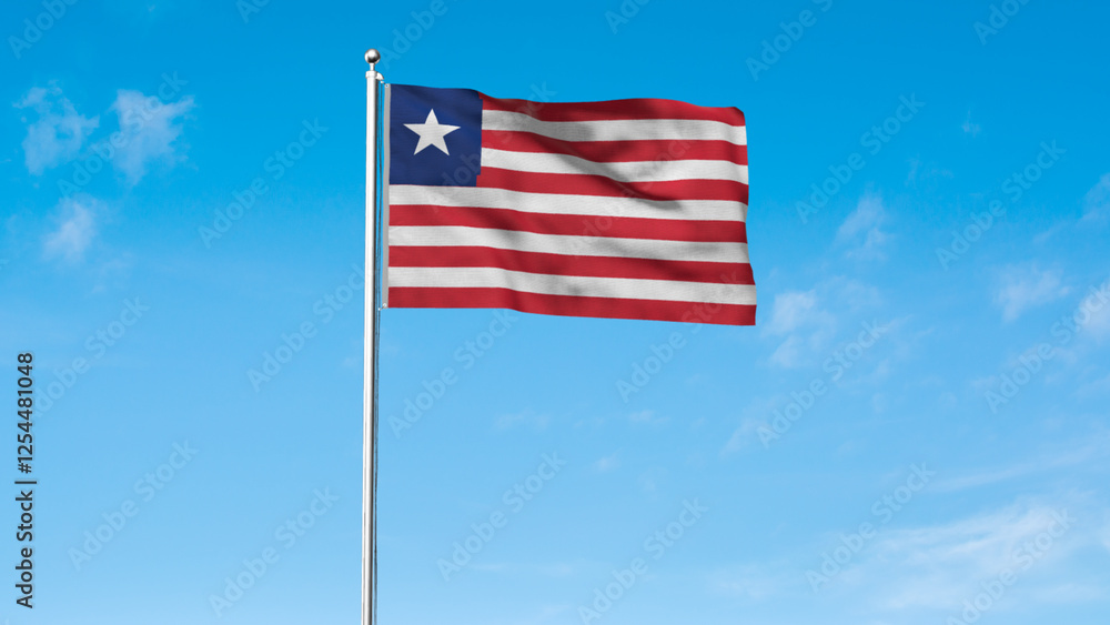 Obraz premium High detailed flag of Liberia. National Liberia flag. Africa. 3D illustration.